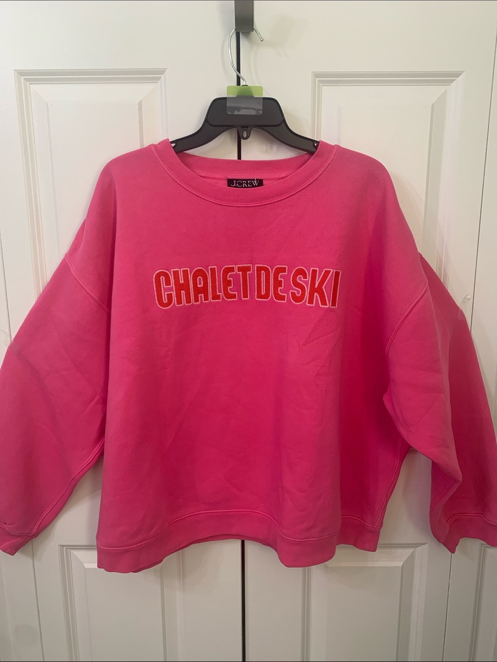 J. Crew Hot Pink 'CHALETDESKI' Crewneck Sweatshirt